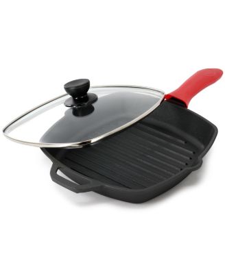 Pre-Seasoned Cast Iron 10.4 Inch Griddle with Tempered Glass Lid