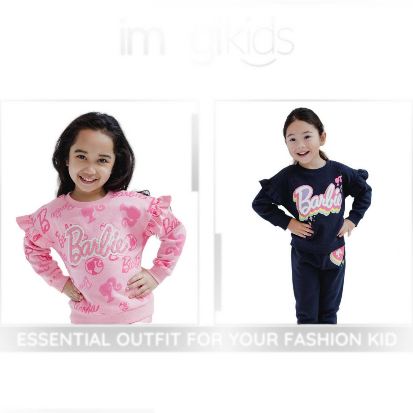 Детский комплект Barbie Girls' 2-Piece Fleece Sweatshirt and Joggers Set, цвет: Пудровый розовый — фото 6