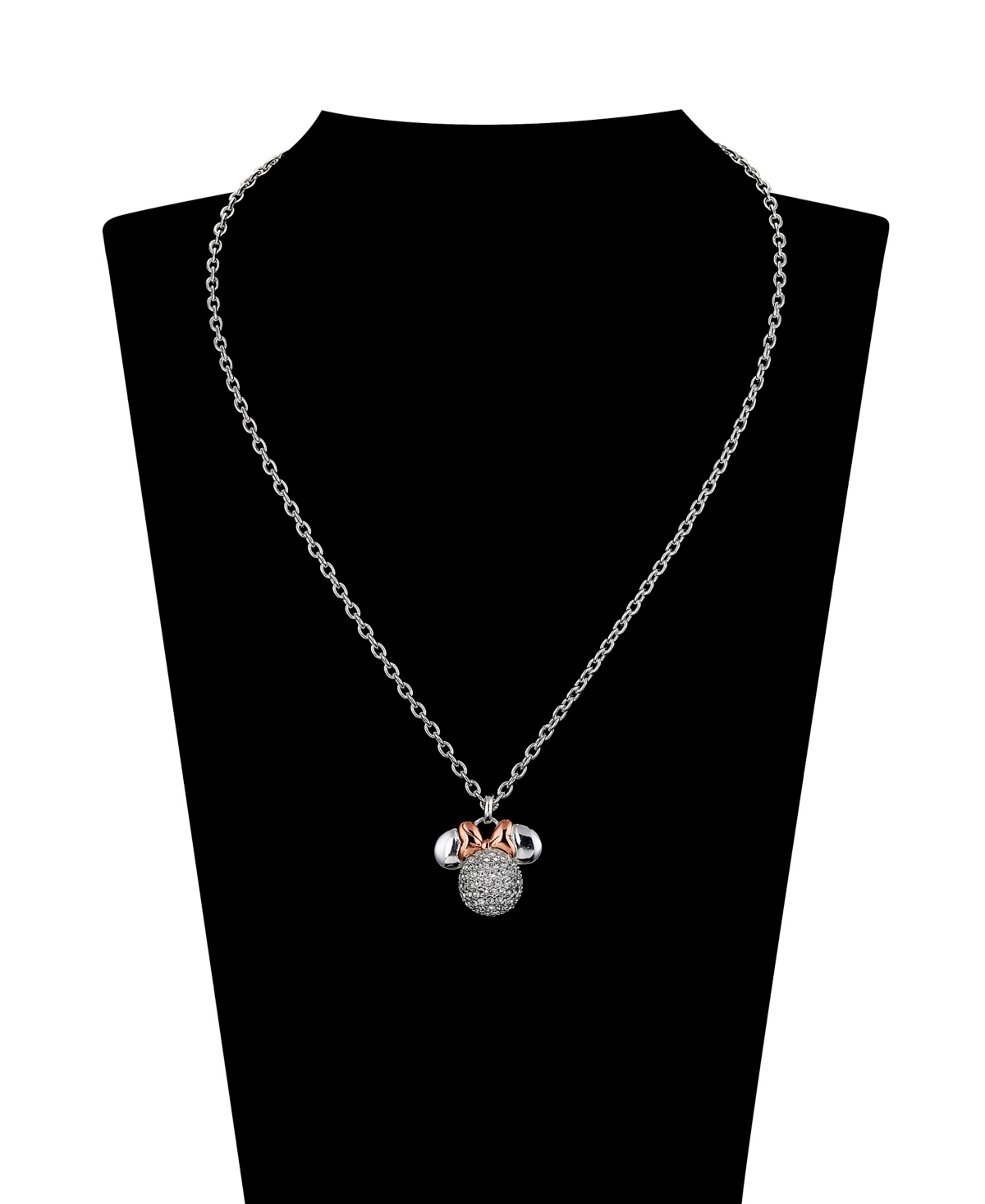 Disney Crystal Minnie Mouse Fireball Pendant Necklace In Rose Gold
