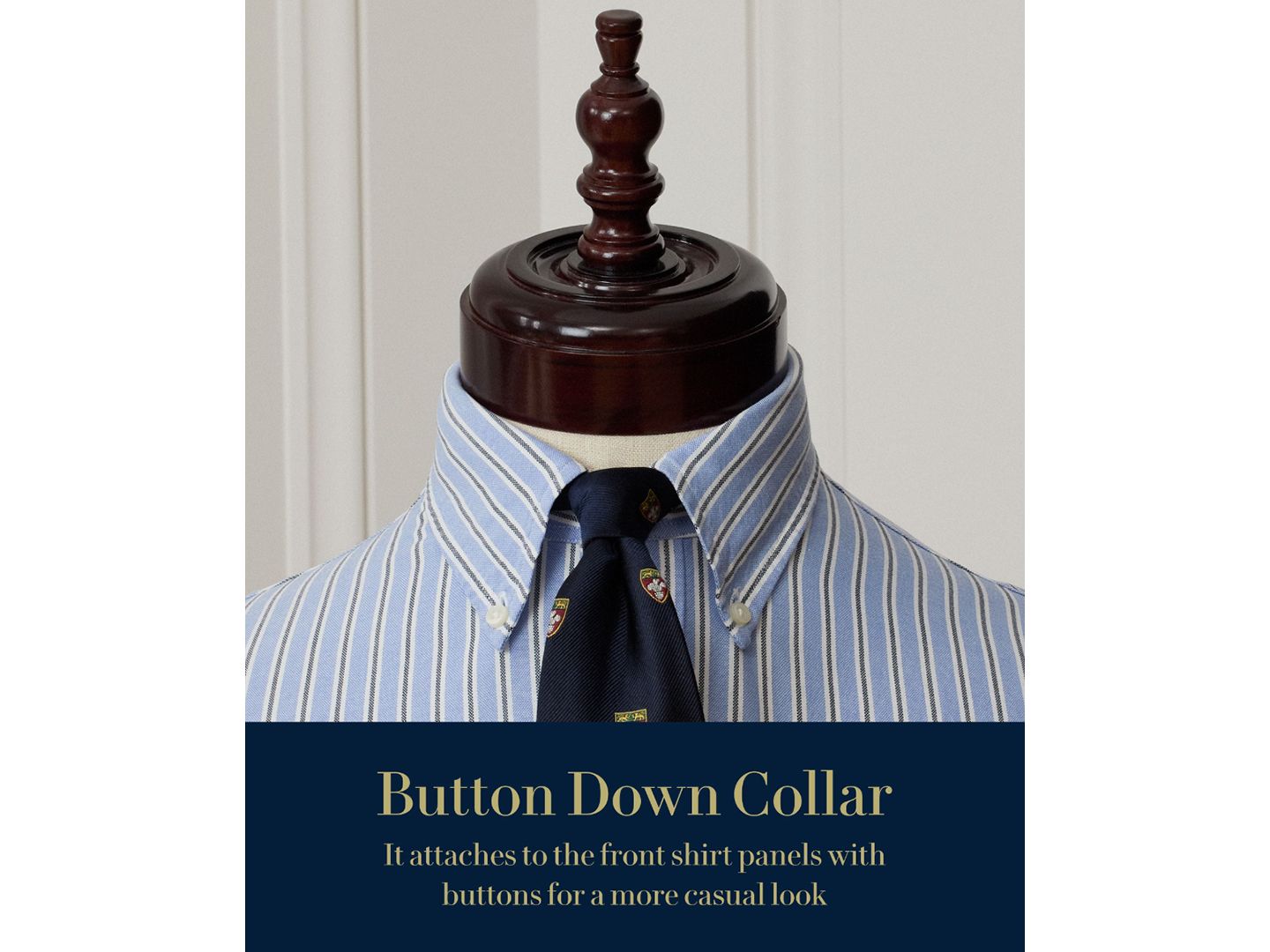 Мужская рубашка Polo Ralph Lauren Purepress Cotton Oxford, цвет: Синий / Белый — фото 7
