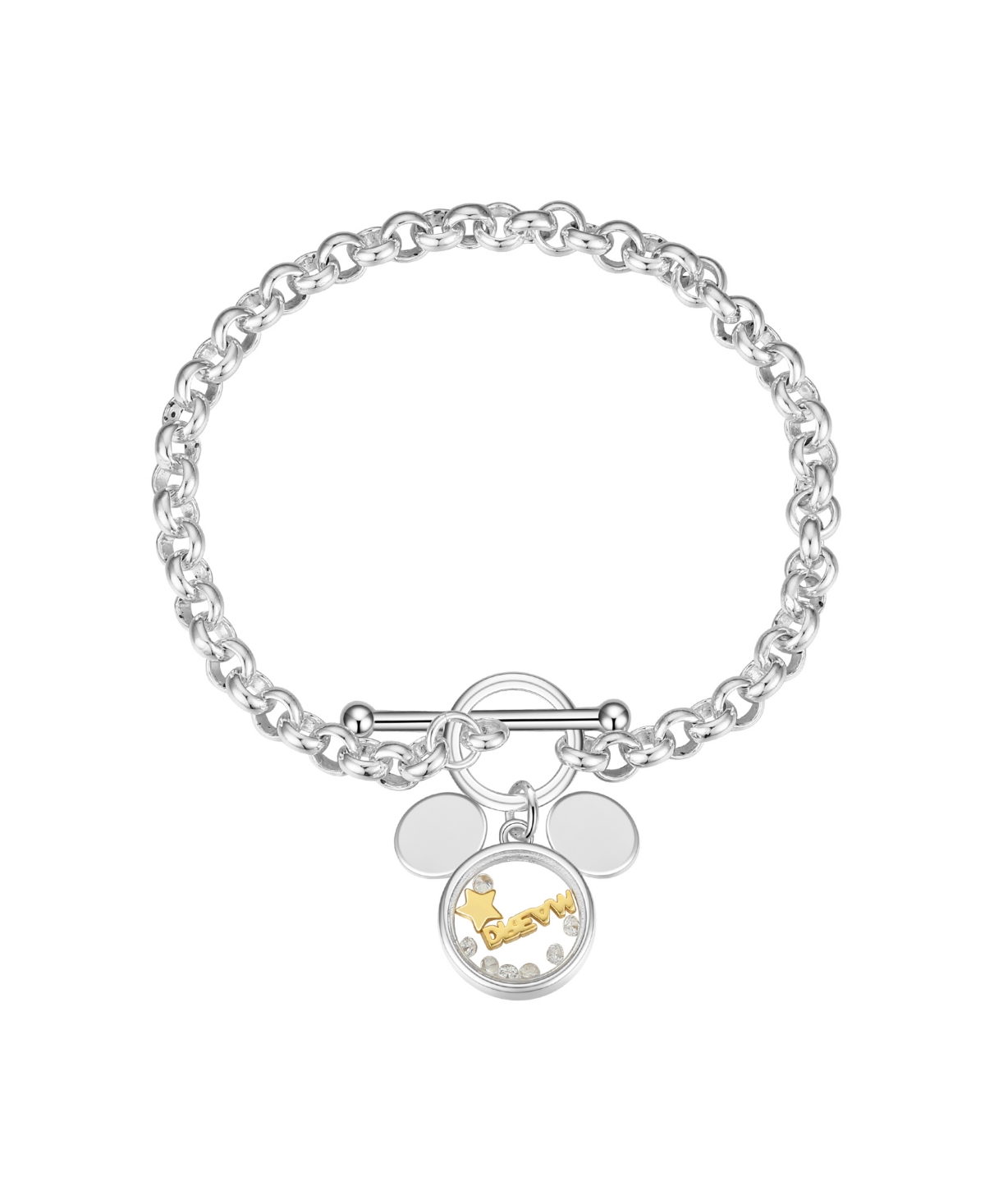 Cubic Zirconia Mickey Mouse "Dream" Shaker Bracelet - Two Tone