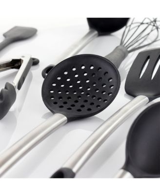 Gray Silicone and Stainless Steel Cooking Utensils, Set of 14