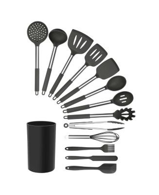 MegaChef Gray Silicone and Stainless Steel Cooking Utensils, Set of 14 - Macy's