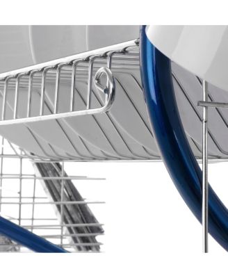 16 Inch Two Shelf Iron Wire Dish Rack in Blue