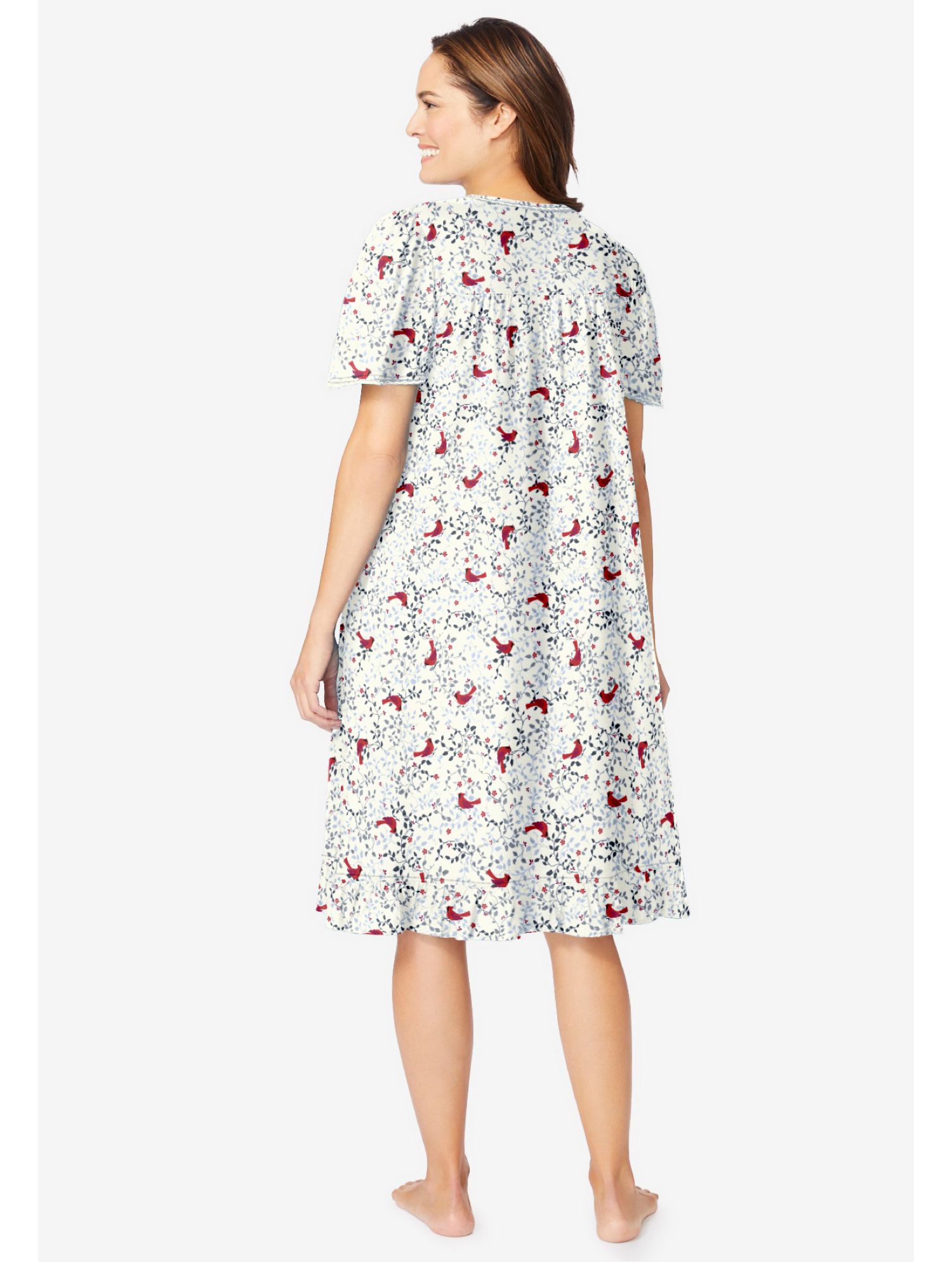 Plus Size Dreams and Co. Short Floral Print Cotton Gown