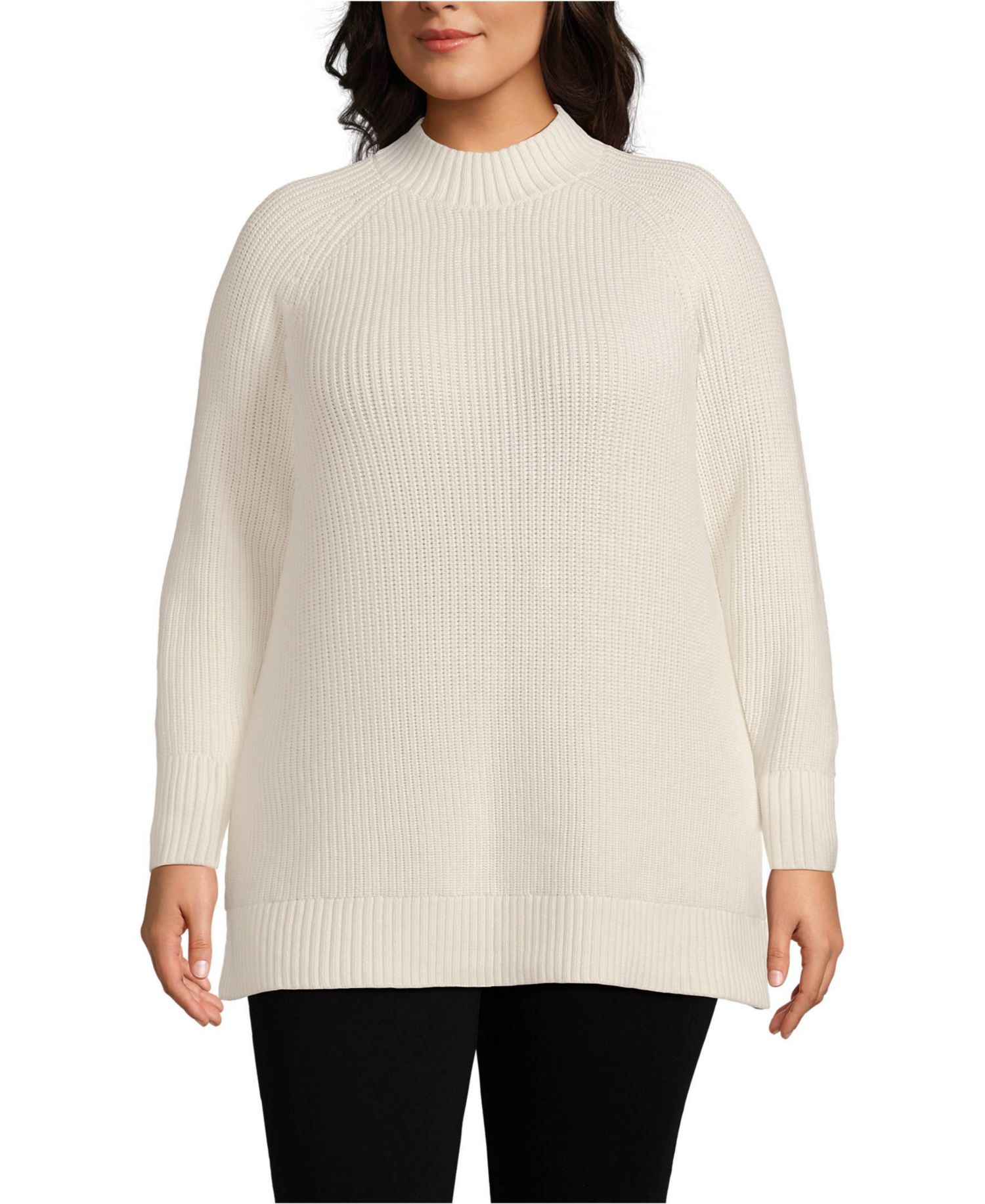 Plus Size Drifter Shaker Easy Fit Mock Neck Tunic Sweater