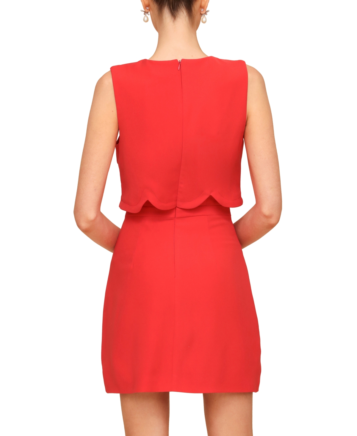 Avec Les Filles Women's Scalloped Popover-Waist Dress