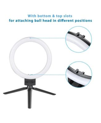 8" Dimmable LED Ring Light Floor Table Stand USB with Phone Holder for Makeup Live Stream