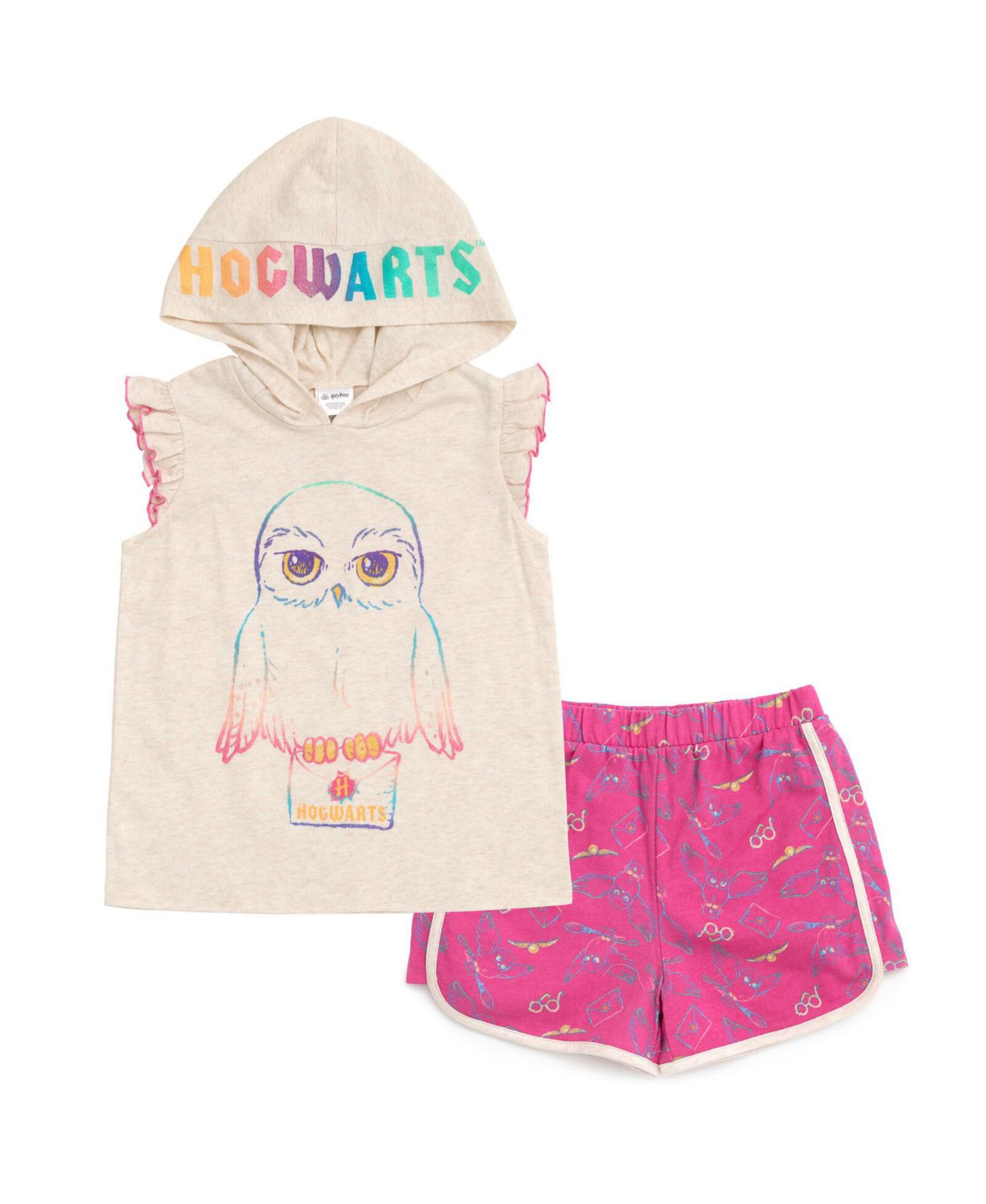 Girls Hedwig Owl Tank Top Dolphin and French Terry Shorts to