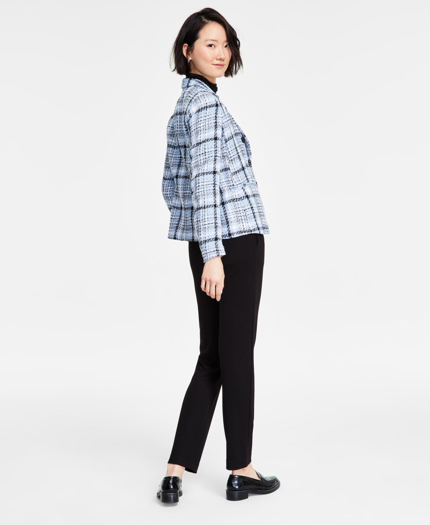 Women's Pull On High Double Wide Waistband Straight Leg Pants