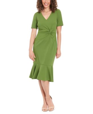 Women's Twisted Flounce-Hem Midi Dress
