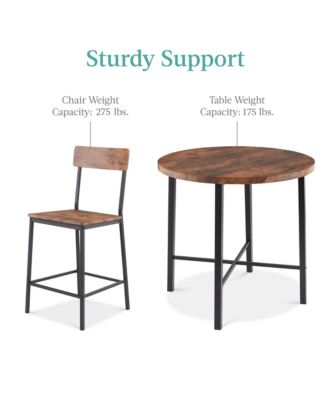 5-Piece Modern Round Counter Height Dining Set w/ 4 Chairs, 1.5in Thick Table