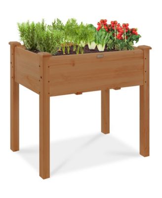 34x18x30in Raised Garden Bed, Elevated Wood Planter Box for Kids, Patio w/ Bed Liner