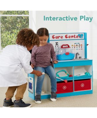 Pretend Play Doctor's Office, Wooden Toy Set for Kids w/ Carrying Case, Accessories Included