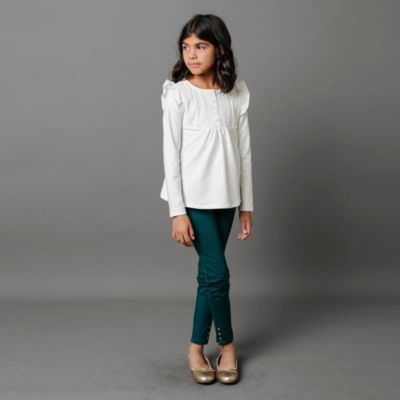 Toddler Girls Button Cuff Ponte Pant