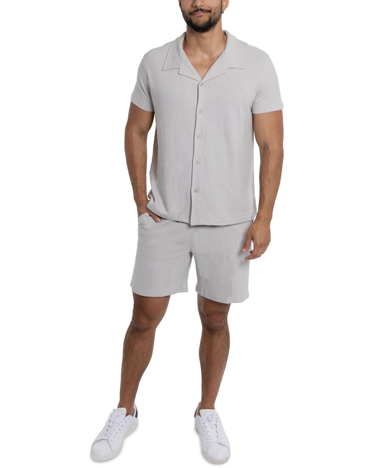 Men's SPRING + MERCER Camp Collar Casual Short Sleeve Button-Up Shirt