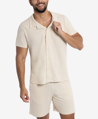 Men's Camp Collar Casual Short Sleeve Button-Up Shirt