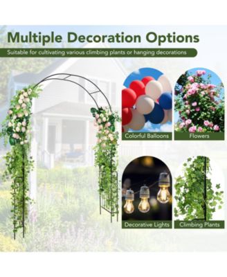 7.9-Foot Metal Garden Arch Backdrop Stand with Fence for Climbing Plants