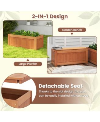 Outdoor Plant Container with Built-In Seat for Garden, Yard, Balcony, or Deck