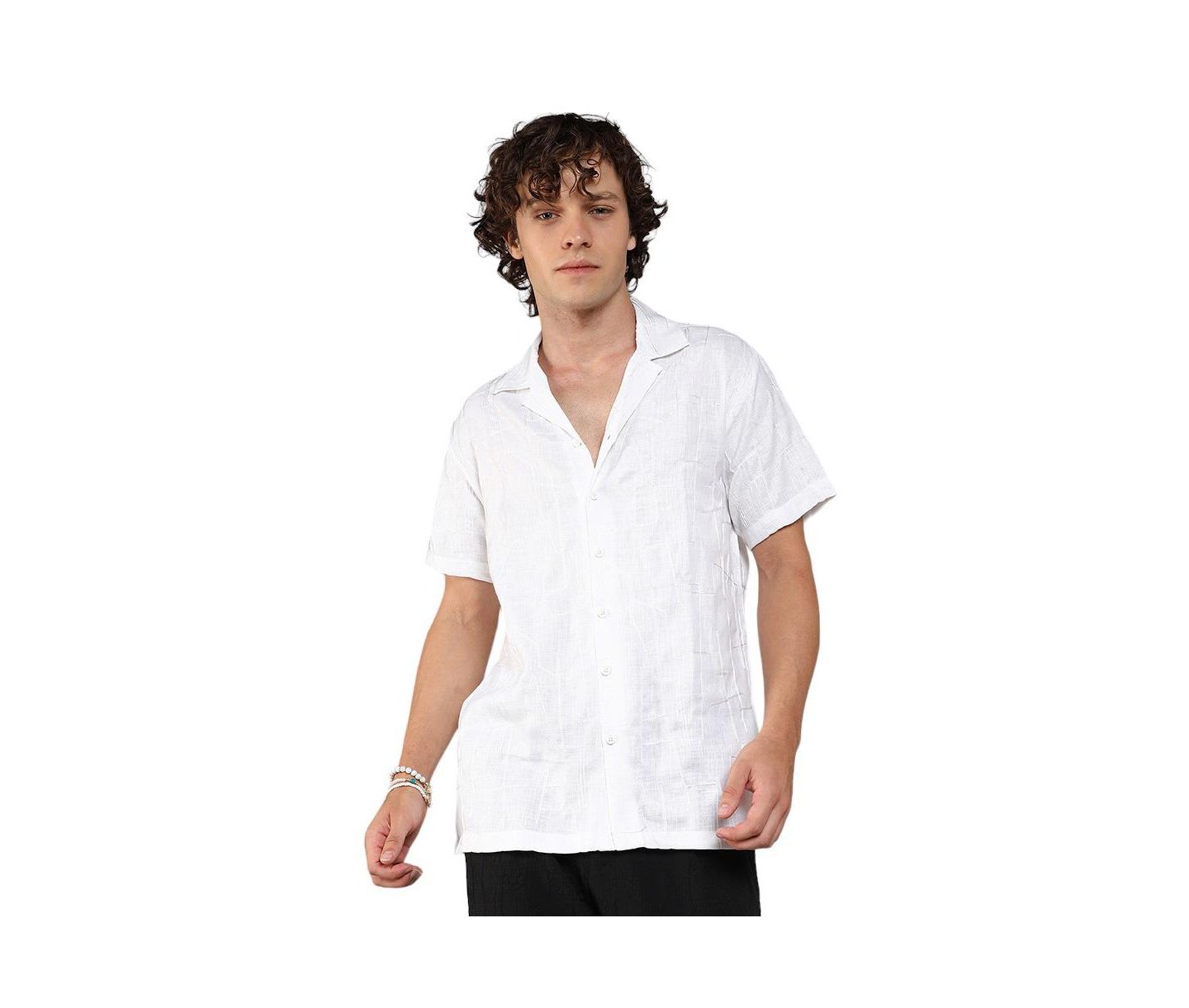 Мужская рубашка Cahoot Campus Sutra Chalk White Embroidered Heathered, цвет: Белый — фото 1
