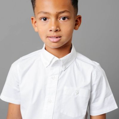 Boys Short Sleeve Stretch Poplin Button Down Shirt