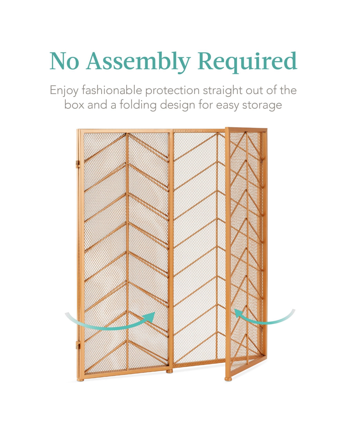 Best Choice Products 52x31in 3-Panel Iron Chevron Fireplace Screen, Spark Guard w/ Handles
