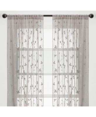 Premium Embroidered Vine Curtains - Sheer Curtains for Living Room, Bedroom, Kitchen - 52" x 96" - White, 2 Panels