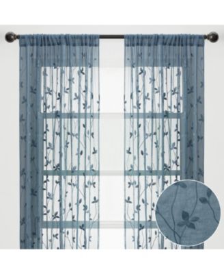 Premium Embroidered Vine Curtains - Sheer Curtains 2 Panels