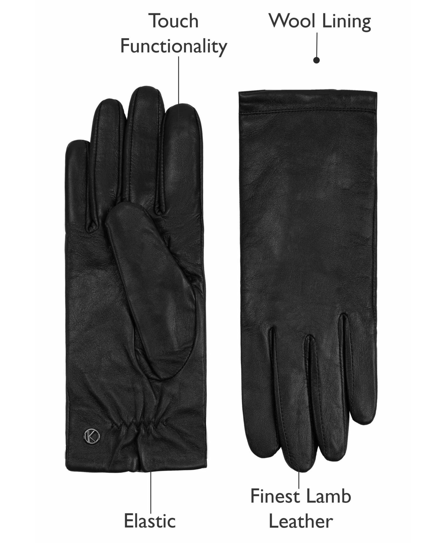 Women`s Premium Lamb Leather Touchscreen Gloves Style Chelsea