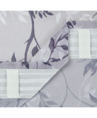 Premium 2-Panel Floral Textured Sheer Curtain Panels - 3-in-1 Back Tab, Rod Pocket, Ring Tab - for Windows Living Room Bedroom- Translucent Window Drapes for Home - 52 x 84 Inches - Brown