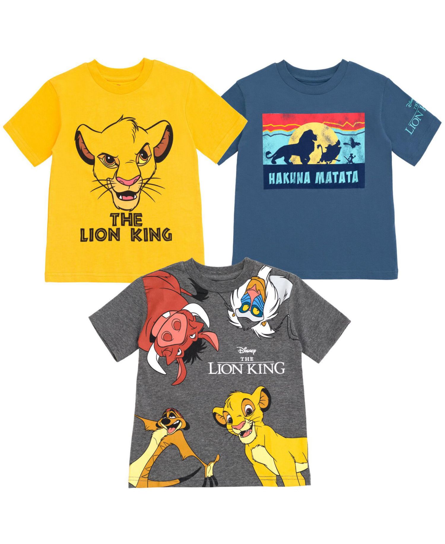 Boys Lion Guard Lion King Simba Timon Pumbaa Rafiki 3 Pack T-Shirts to