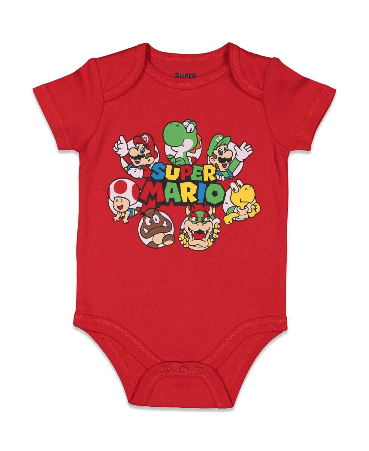 Super Mario Baby Boys Nintendo Donkey Kong Yoshi Mario Lugi Bowser Toad 5 Pack Short Sleeve Bodysuits Newborn to