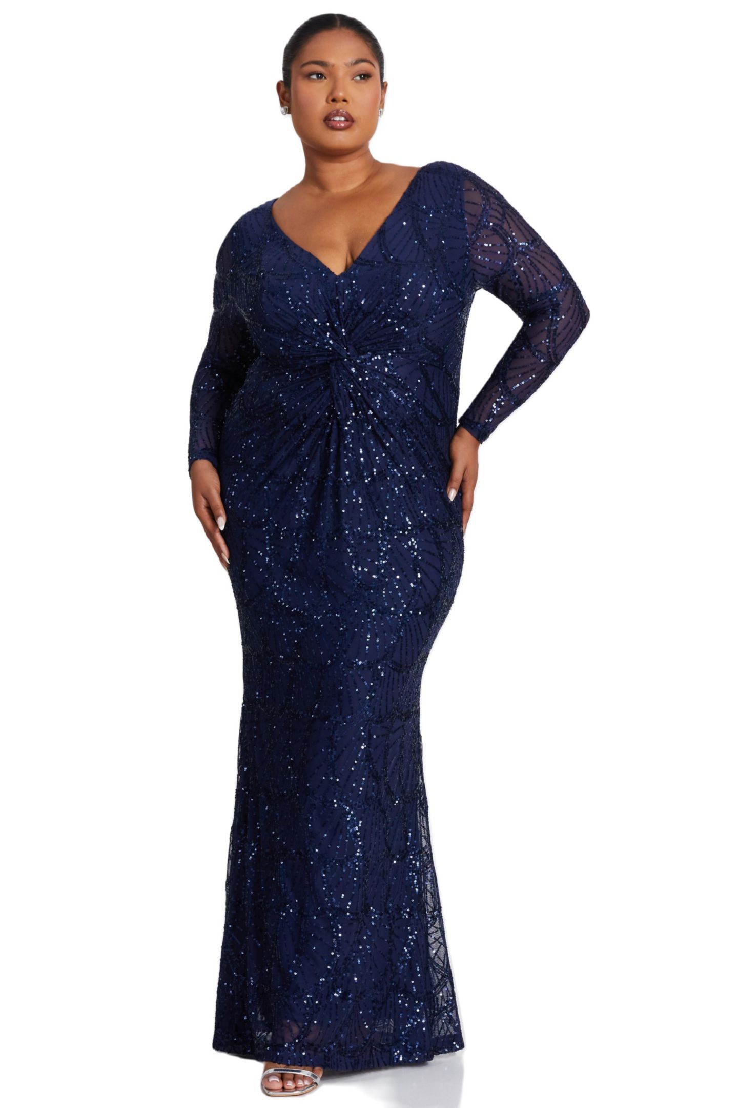 Женское платье QUIZ Sequin Maxi, цвет: Тёмно-синий — фото 1