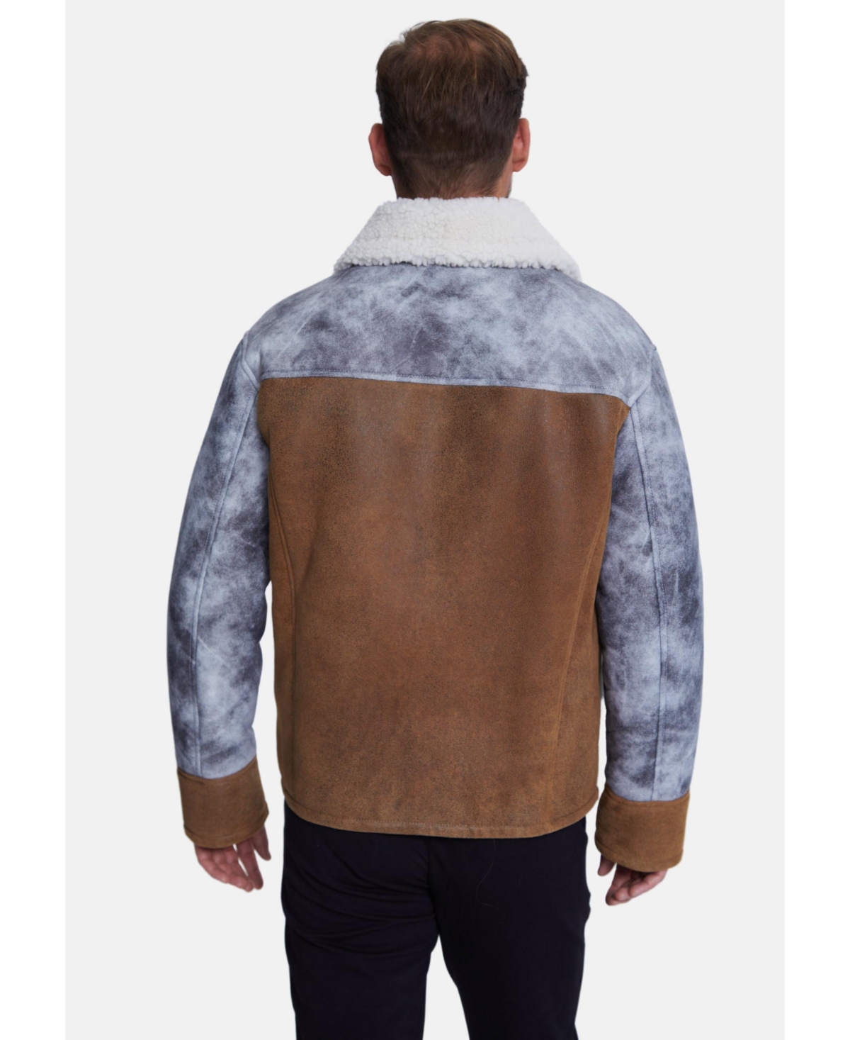 Furniq Uk Men's Fashion Jacket, Stoning LightWith White Curly Wool - Brown