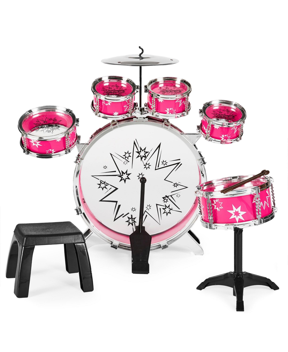 Best Choice Products 11-Piece Kids Starter Drum Set w/ Bass Drum, Tom Drums, Snare, Cymbal, Stool, Drumsticks