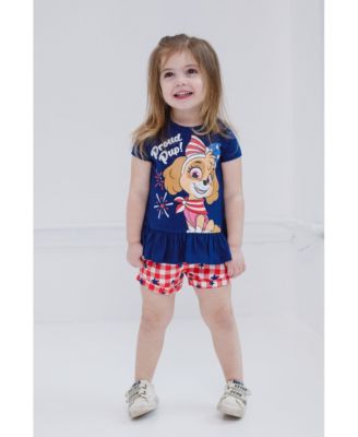 Girls Skye July 4th Peplum T-Shirt and Twill Shorts Outfit Set to