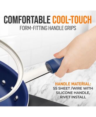 10'' Medium Fry Pan with Lid - Non-stick Pan with Silicone Handle, Ceramic Coating Inside