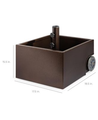 Portable Steel Umbrella Base Stand for Patio, Up to 150 lbs w/ Fillable Planter, Drainage, Wheels