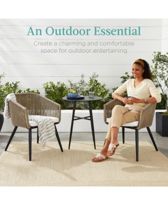 Set of 2 Indoor Outdoor Patio Dining Chairs Woven Wicker Seating Set 250lb Capacity