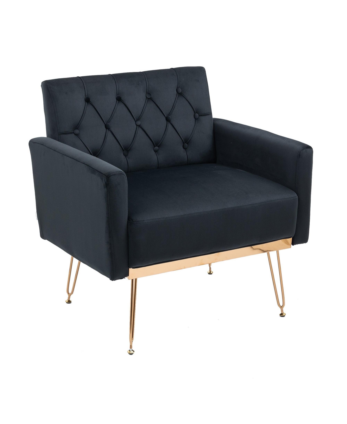 Mondawe Mustard Yellow Velvet Armchair Single Sofa Modern Tufted Upholstered Side Reading Chairs