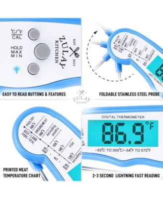 Instant Read Food Thermometer - Waterproof Digital Meat Thermometer