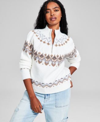 And Now This Women's 1/4 Zip Fair Isle Sweater, Created for Macy's