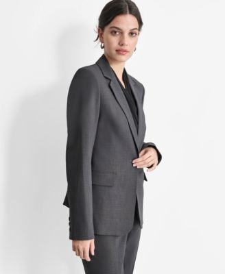Women’s Notch-Lapel Button-Front Long-Sleeve Jacket 