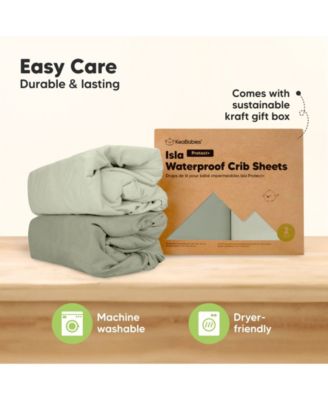 Waterproof Crib Sheets for Boys, Girls, 2pk Baby Fitted Crib Sheet, Waterproof Crib Mattress Protector Sheets