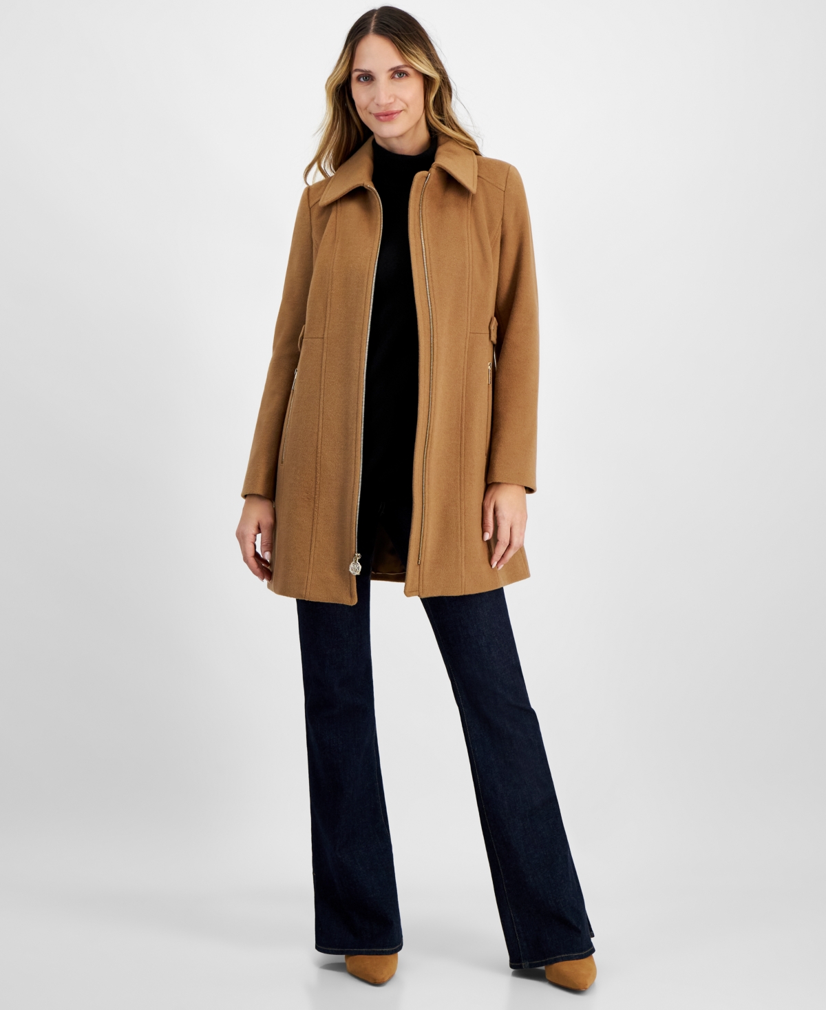 Michael Michael Kors Women's Collared Zip-Front Coat, Created for Macy's