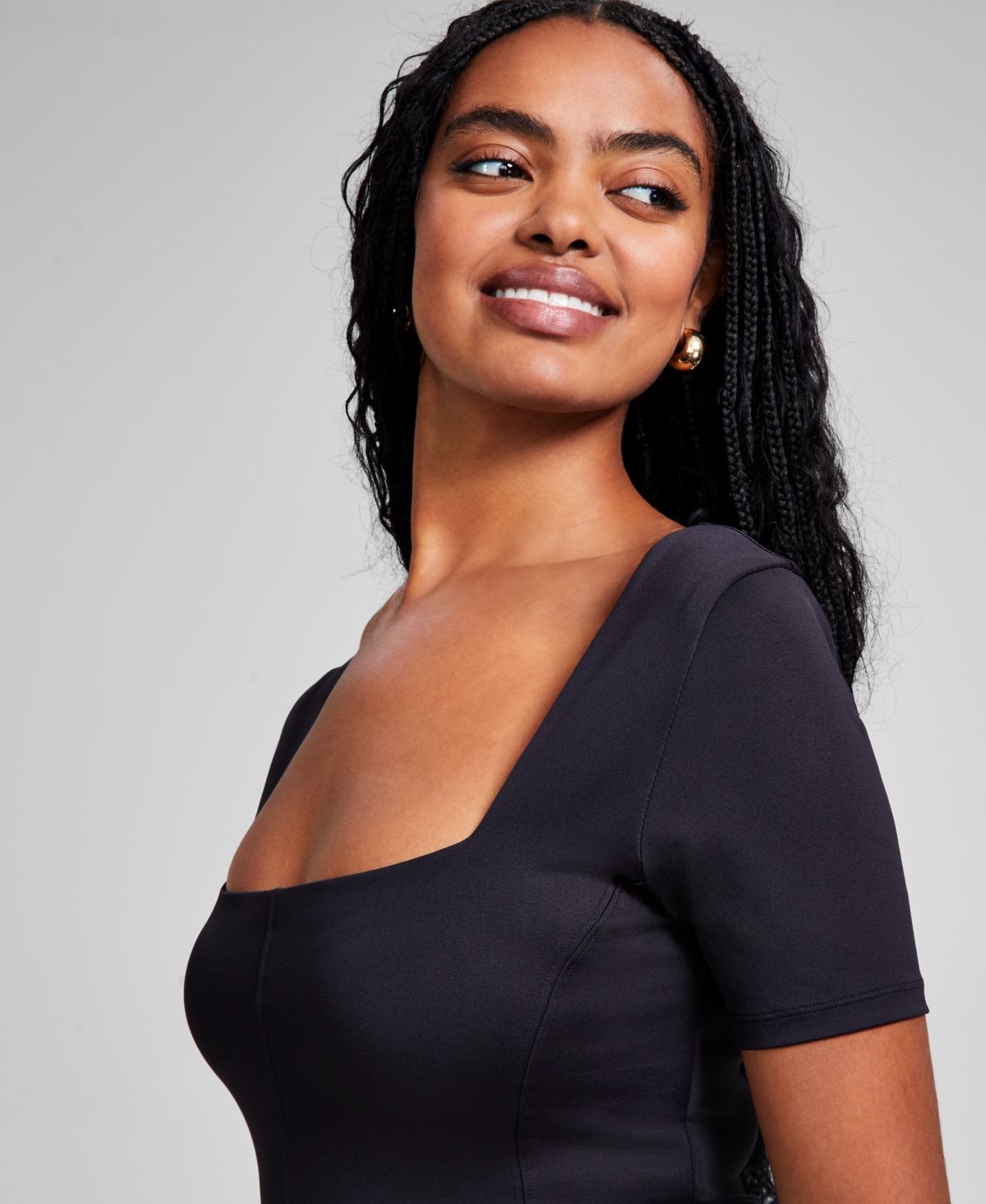 AND NOW THIS WOMEN'S DOUBLE-LAYERED CORSET SQUARE-NECK SHORT-SLEEVE BODYSUIT, CREATED FOR MACY'S 