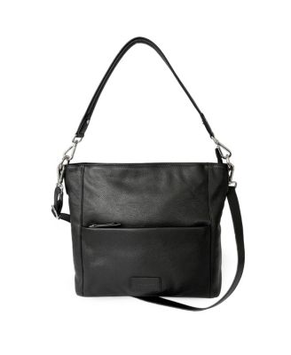 Ladies Large Leather Multi Zip Pocket Hobo Shoulder Bag