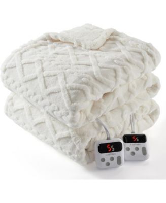 King Size Tufted Sherpa Electric Heated Blanket with Dual Control