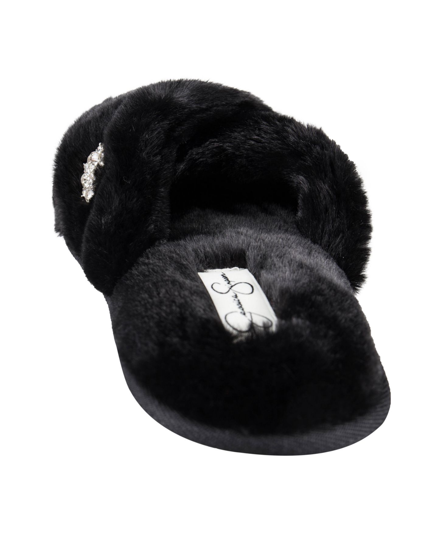 Женские тапочки Jessica Simpson Embellished Cross Band Slide Slippers, цвет: Чёрный — фото 6