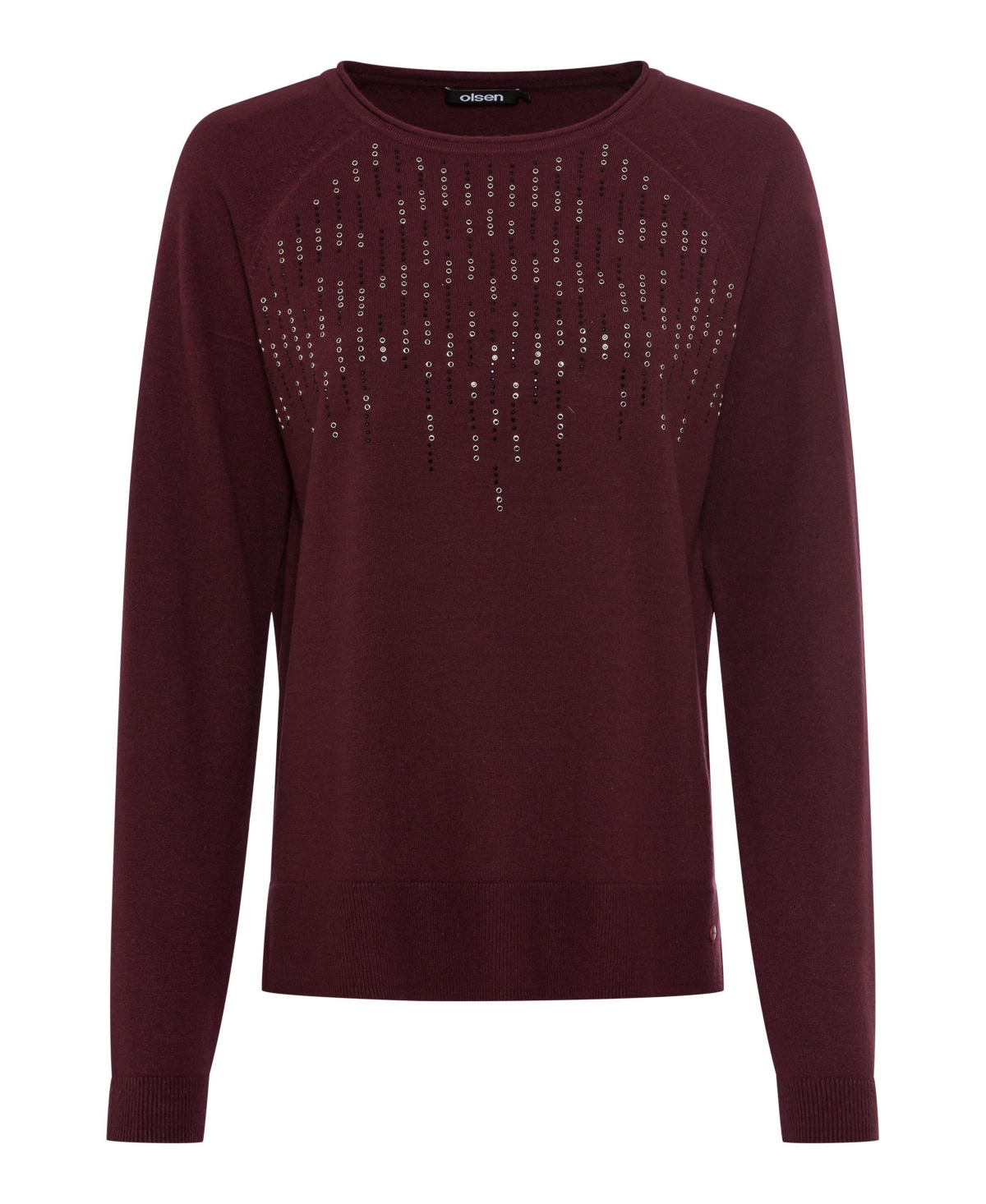 Olsen Women's Long Sleeve Embellished Boat Neck Sweater